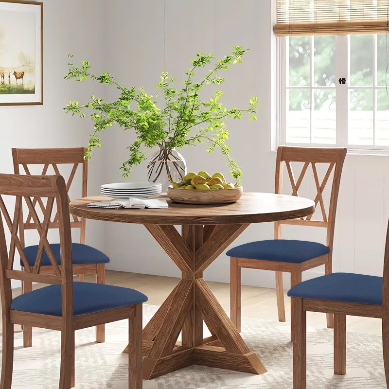 Gute Chair Seat Covers, Dining Room Chair Seat Covers with Ties, Stretch Solid Chair Covers Protectors for Dining Room Kitchen Chairs (6 Pcs, Navy Blue) - Image 2
